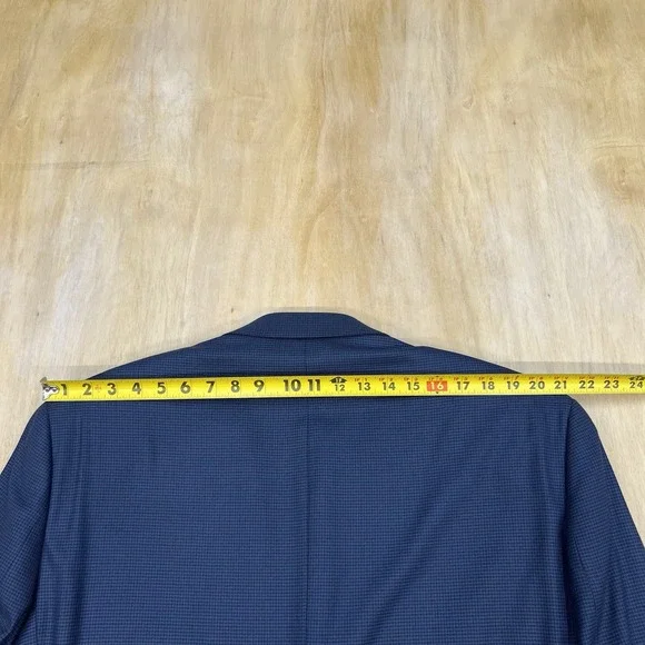 Michael Kors Blazer Jacket Sport Coat Men 50R Polyester Blend Stretch Navy/Brown - Picture 6 of 11